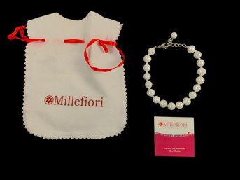 Millefiori White Blown Glass Beaded Bracelet - #JC-B3