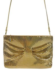 Vintage Whiting And Davis Gold Metal Mesh Crossbody Evening Bag - #JC-L