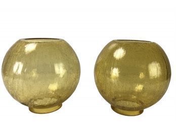 1960s Amber Crackle Glass Lamp Bases (Made In Germany) - # S10-2