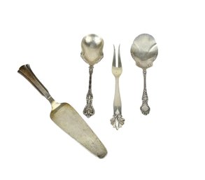 Solid Sterling Silver Serving Spoons & Cake Knife - 10.540ozt