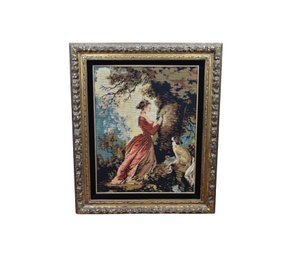Large Needlepoint In Ornate Frame