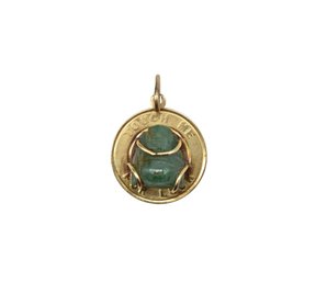 14K Gold Good Luck Pendant W. Jade Buddha - 3.1g Total Weight