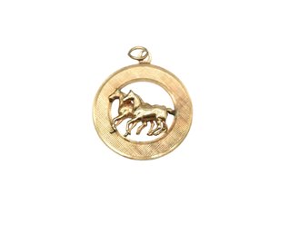 14K Gold Prancing Horses Pendant - 3.9g