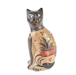 Mexican Tonalá Hand-painted Folk Art Pottery Cat Figurine