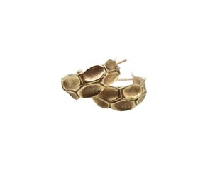 14K Gold Honeycomb Hoop Earrings 4.8g