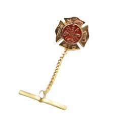 14K Gold Firefighter Maltase Cross Fire Department Tie Tac -  3.4g