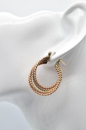 14K Gold Rope Twist Hoop Earrings 5.6g