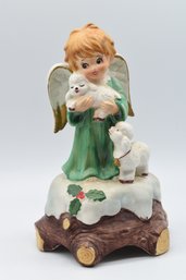 Lefton Musical Figurine Angel With Sheep Music Box