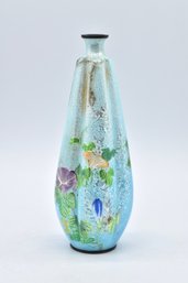 Japanese Ginbari Cloisonne Enamel Floral Bud Vase From The Meiji Period Signed Kawaguchi Bunzaemon