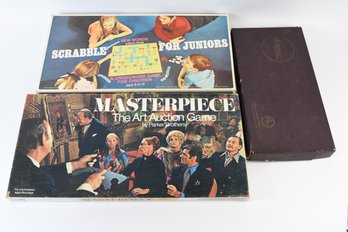 Vintage Boardgames Masterpiece The Art Auction Game Scrabble For Juniors & Scrabble - 3 Total