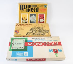 Vintage Boardgames Monopoly Rummy Royal & Chess Set - 3 Total
