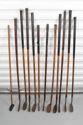 Antique Wooden Golf Clubs - 12 Total