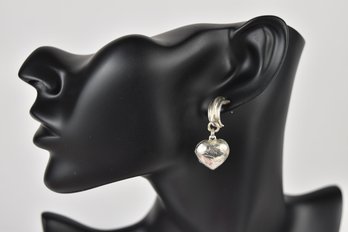 Pair Of Sterling Silver 925 Heart Shaped Locket Earrings