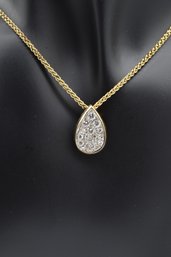 14k Gold Diamond Teardrop Pendant Necklace - 9.7 Total Weight