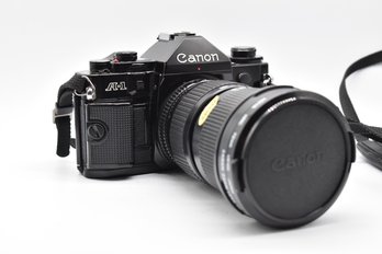 Canon AE-1 Film Camera W/ FD Zoom 35-105mm Lens Plus Leather Case