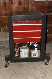 Rolling Tool Cabinet With Assorted Tools Toolbox Clamps Blades