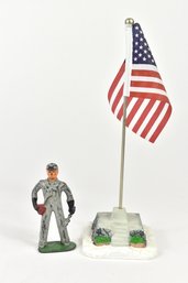 Vintage Barclay Train Engineer Mechanic Lead Toy Figure With Display Stand
