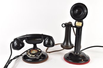 Automatic Electric Monophone Rotary Phone & Western Electric Candlestick Telephone