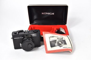 Konica C35 Film Camera With Hexanon 38mm Lens & Flash Cube Adapter