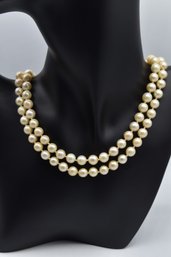 Double String Pearl Necklace W/ 14K Gold Clasp
