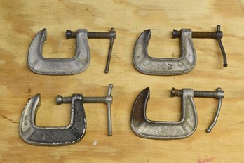 Set Of 4 Small Metal Heavy Duty C Clamps 3.5'