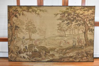 LARGE 9' X 6' French Aubusson-Style Jacquard Tapestry Hunting With Hounds