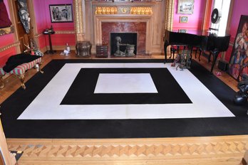 Bolon Black & White Geometric Area Rug Durable For High Traffic Areas - 14.5ft X 12.5ft