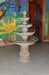 4 Tier Cement Fountain Featuring Custom Made Glass Table Tops & Hidden Easter Eggs!