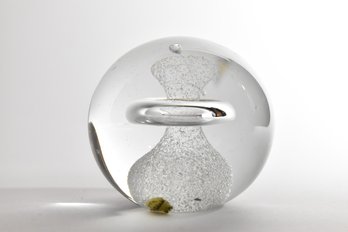A.J. Adam Jablonski Crystal Paperweight Clear Controlled Bubble Frost Ring