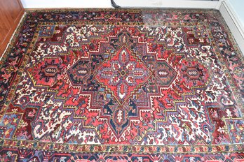 Semi Antique Traditional Heriz Hand Knotted Persian Wool Rug -  9' 8' X 7' 10'