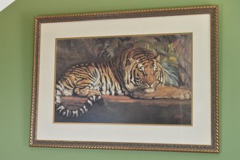 'Le Tigre Royal' Art Print By Paul Jouve In Brass Tone Decorative Frame