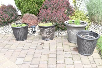 Large Patio Resin Flower Pots - 4 Total