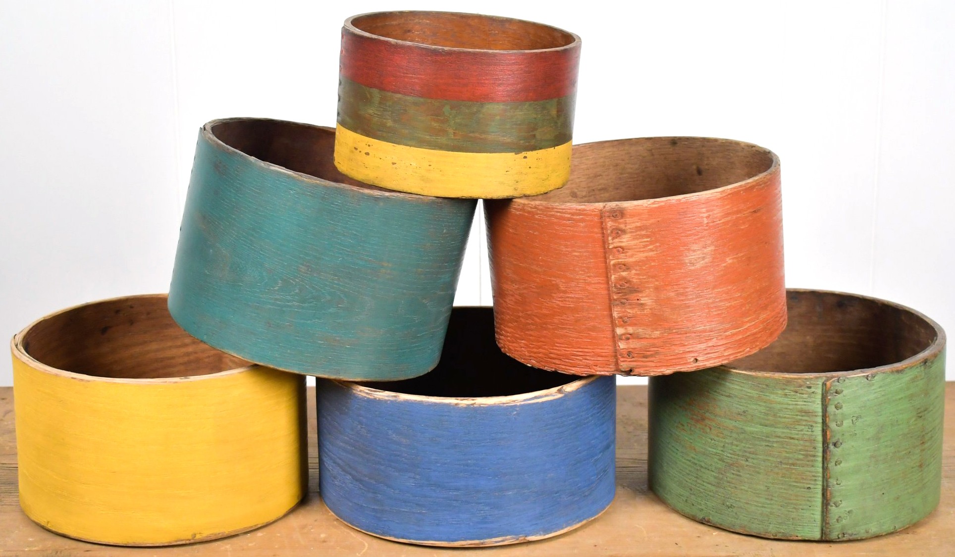 Six Antique Painted Lapped Measures, Some Signed (CTF20) #55164 ...