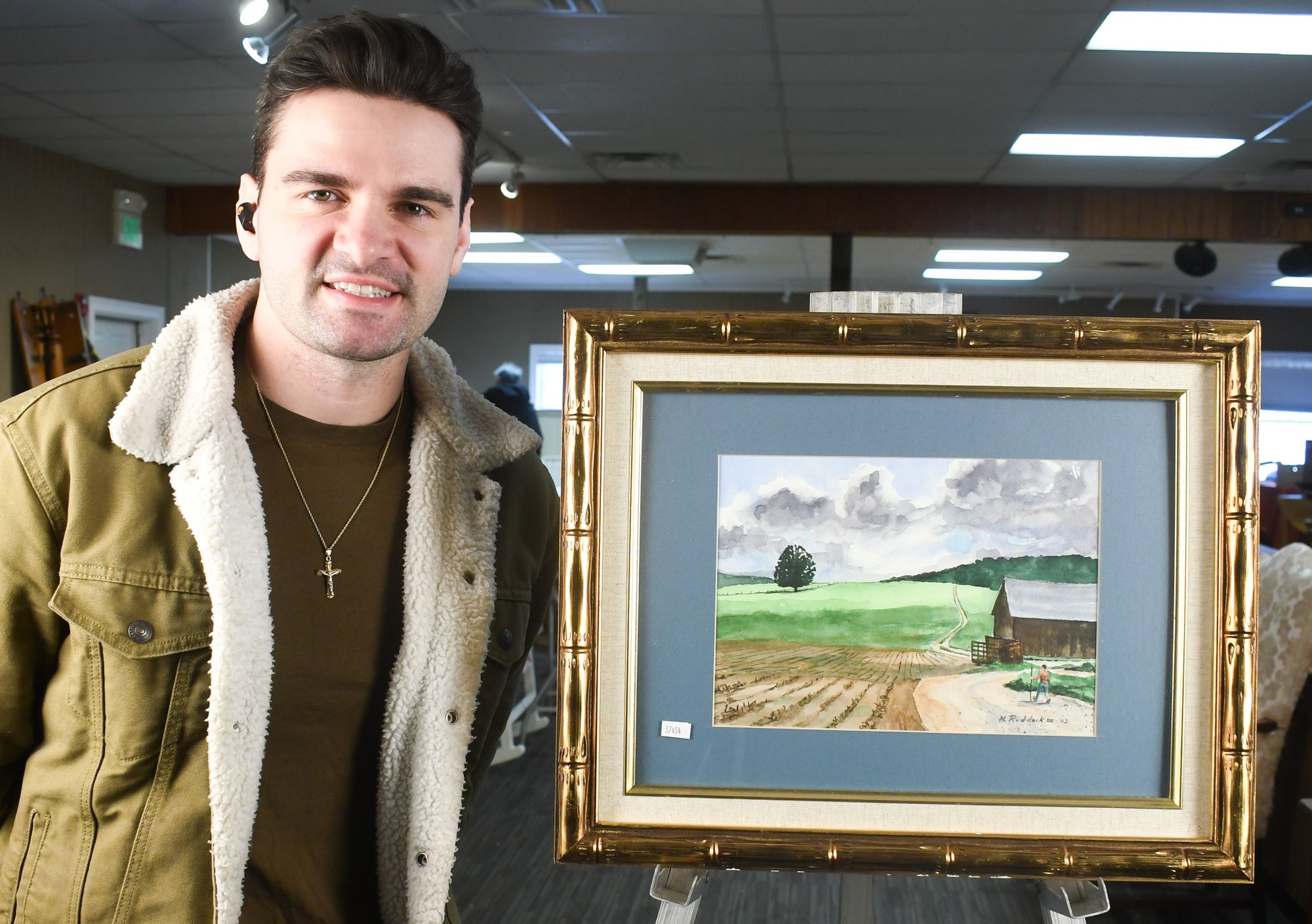 H. Rudock III Watercolor, Farmer In Field (CTF20) #57454 | Auctionninja.com
