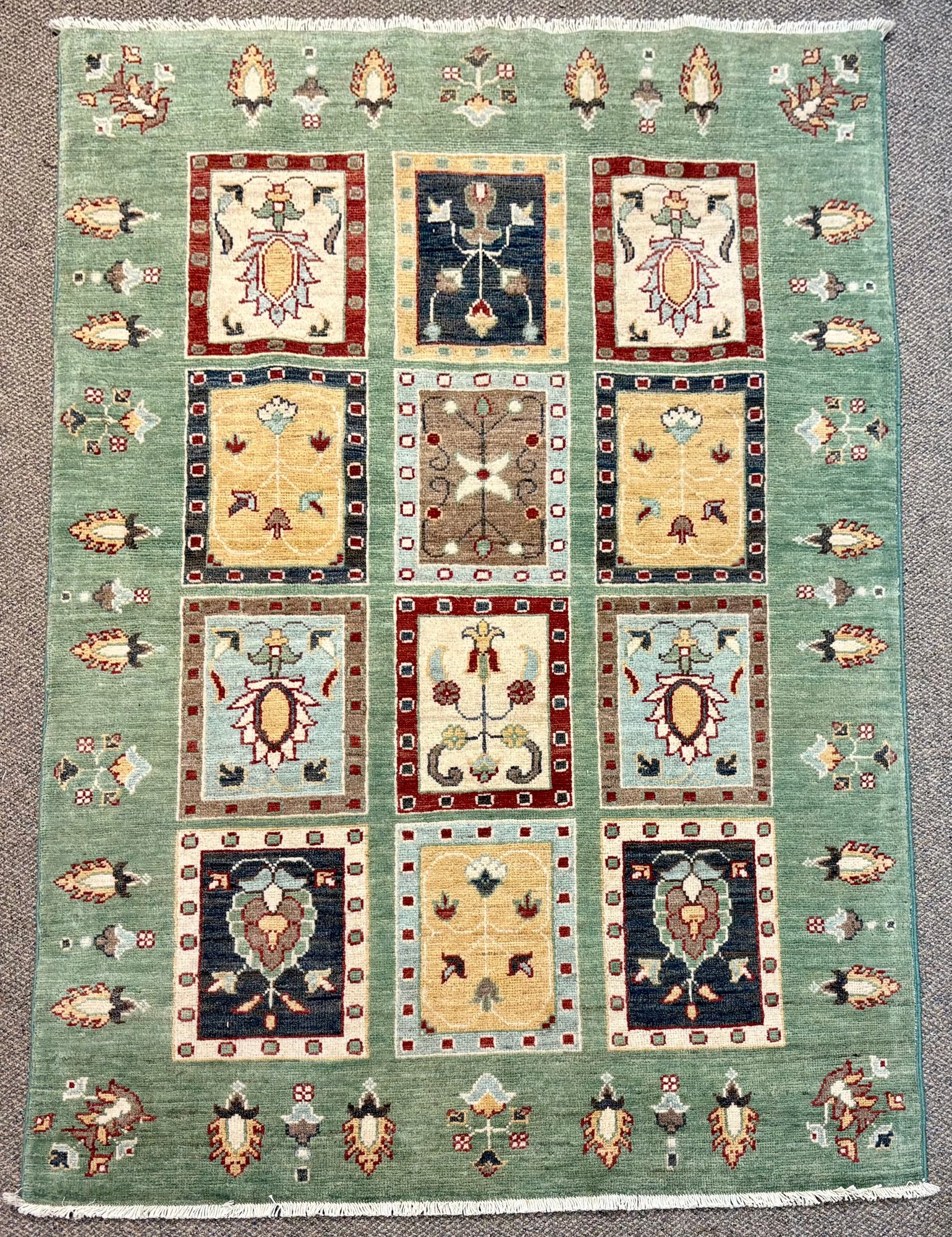 Window Pane Square Rug Vintage Oriental Window Pane Style Rug (CTF20) #53982 | Auctionninja.com