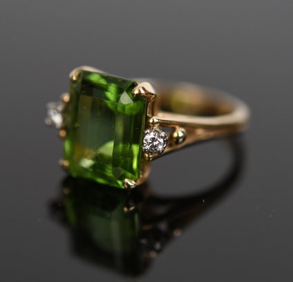 14k Gold Peridot & Diamond Ring (CTF10)