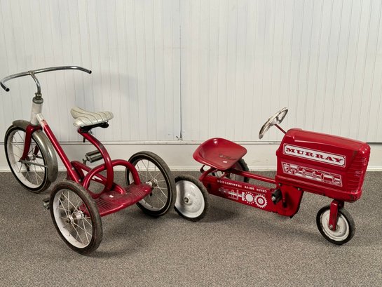 Vintage Murray Tricycle And Pedal Tractor, 2pcs (CTF20) #37528