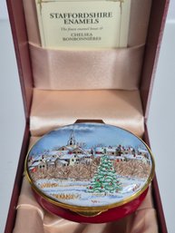 Andersons Nantucket Christmas LE English Staffordshire Enamel Box, Nantucket Christmas Old North Church (CTF10