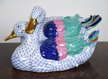 Large Herend Porcelain Figurine, Two Ducks  (CTF20)