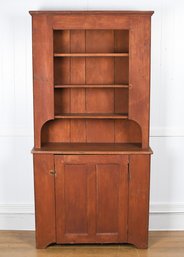 Antique Red Painted Set Back Cupboard (CTF30)