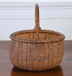 Antique Small Handwoven Gathering Basket (CTF20)
