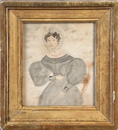 Early 19th C. Watercolor Portrait Of Woman (CTF20)