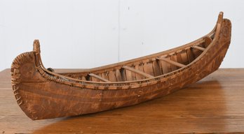 20th C. Hand Crafted Miniature Birch Bark Canoe (CTF20)