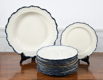 Don C. Carpentier Blue Leeds Plates And Platter, 14 Pcs (CTF20)
