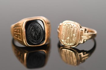 Vintage 14k Gold Class Ring & 10k Gold Signet Ring (CTF10)