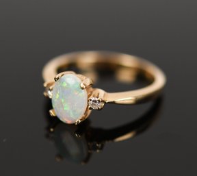 14k Gold Opal & Diamond Ring (CTF10)
