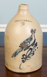 Antique Cushman & Co Stoneware Jug With Bird (CTF20)