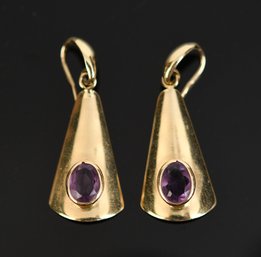Italian 14k Gold Amethyst Dangle Earrings (CTF10)