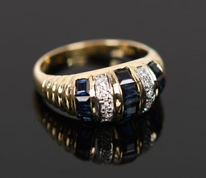 14k Gold Square Sapphire & Diamond Ring (CTF10)