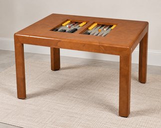 Vintage Karl Springer Parsons Leather Wrapped Backgammon Game Table (CTF50)